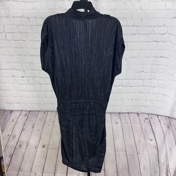 RACHEL Rachel Roy Metallic Faux Wrap Cocktail Black Dress Size Large - Picture 5 of 6